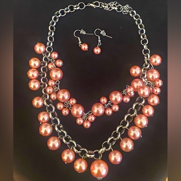 ♦️3 for $12♦️Paparazzi Pink Bubble Bead Necklace & Earring Set - Picture 1 of 3